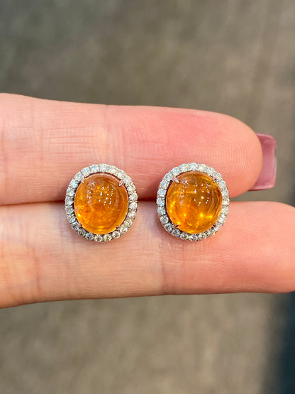 Natural Mandarin Garnet 7.62ct Earrings