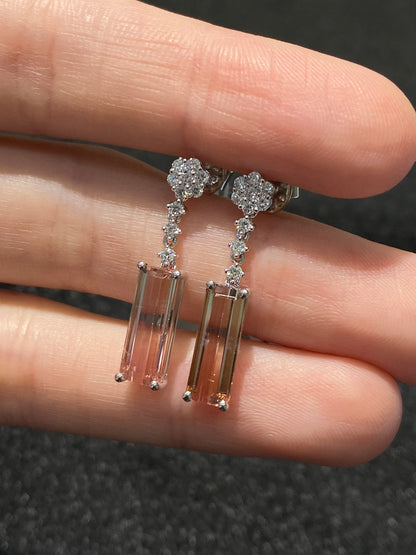 Natural Bi-color Tourmaline 3.73ct Earrings