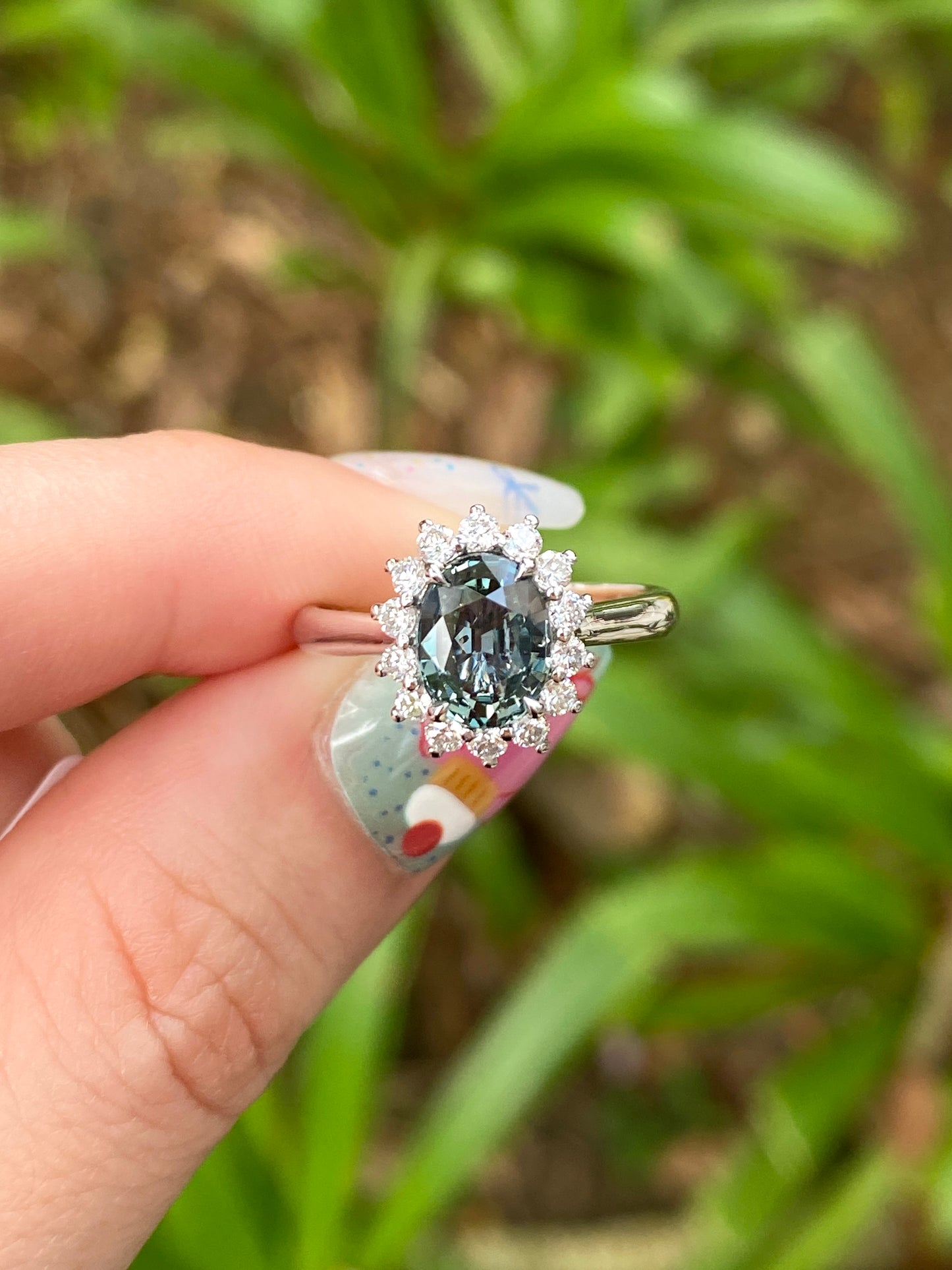 Natural Unheated Teal Sapphire 1.73ct Ring