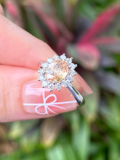 Natural Unheated Padparadscha Sapphire 1.32ct Ring
