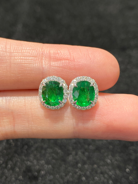 Natural Tsavorite Green Garnet 3.15ct Earrings
