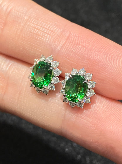Natural Green Garnet (Tsavorite) 2.10ct Earrings