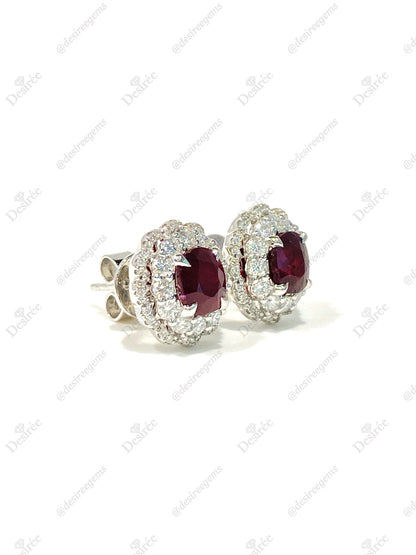 Natural Unheated Ruby 1.85 ct Earrings