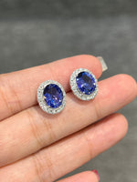 Natural Tanzanites 5.44ct Earrings Set With Natural Diamonds In 18K White Gold Gemstone Fine Jewellery Singapore