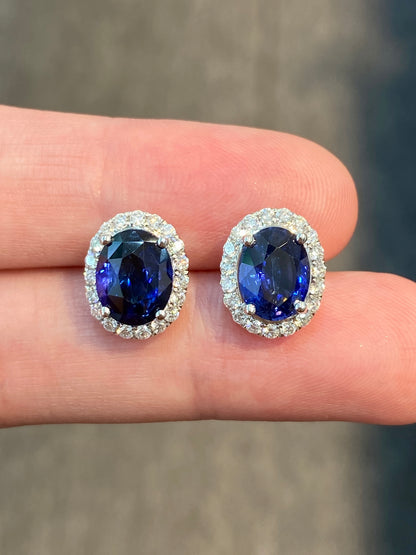 Natural Blue Sapphire Earrings 3.86ct