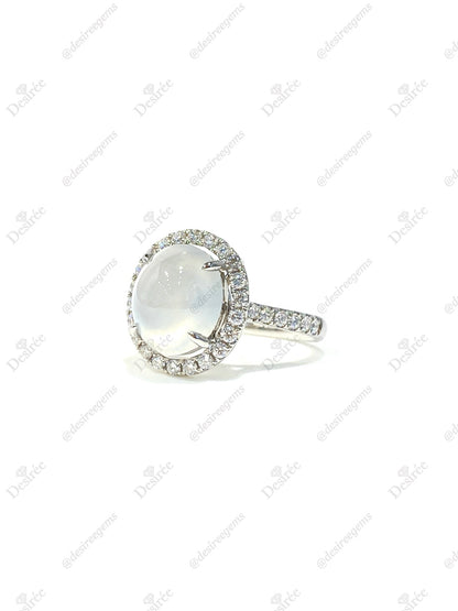 Natural Type A Icy Jadeite Ring