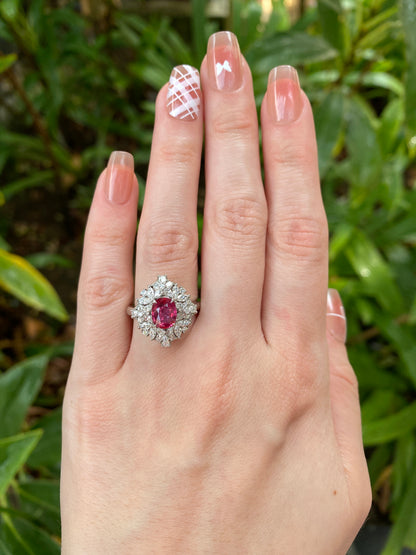 Natural Unheated Vivid Red Ruby 1.49ct Ring