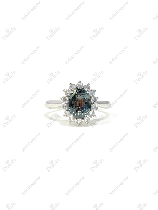 Natural Unheated Teal Sapphire 1.73ct Ring