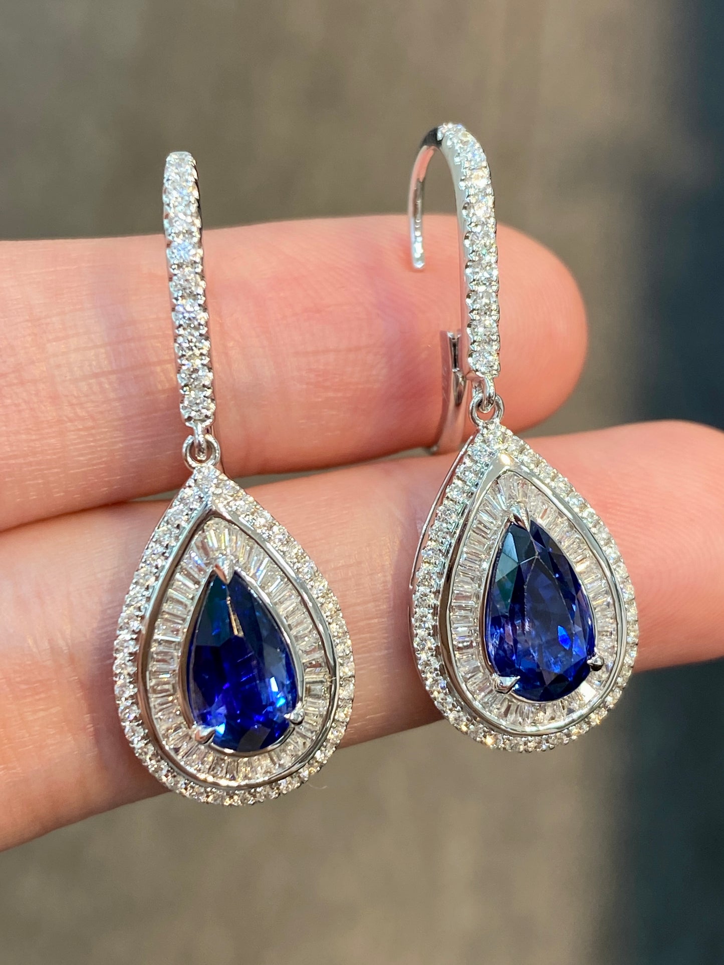 Natural Blue Sapphire 3.39ct Earrings