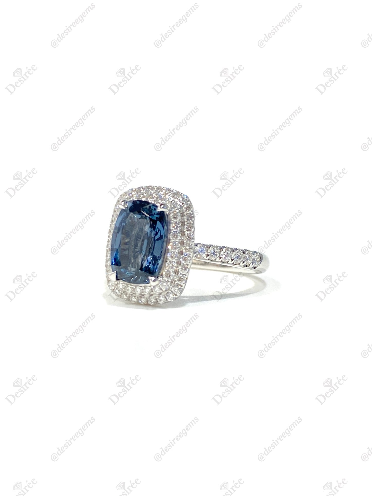 Natural Greyish Blue Spinel 2.18ct Ring