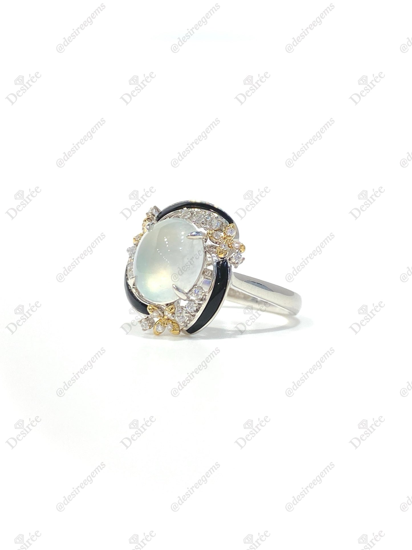 Natural Type A Icy Jadeite Ring