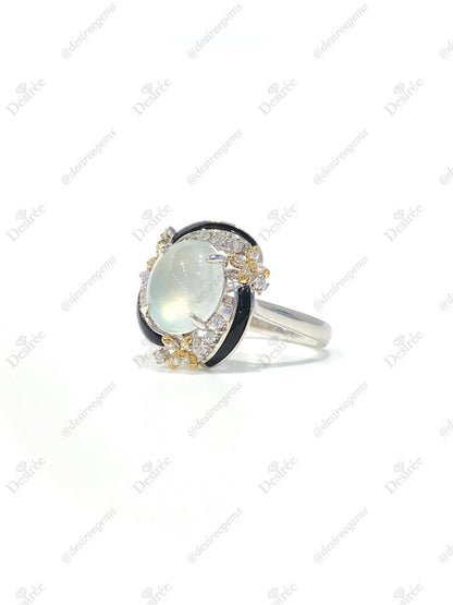 Natural Type A Icy Jadeite Ring