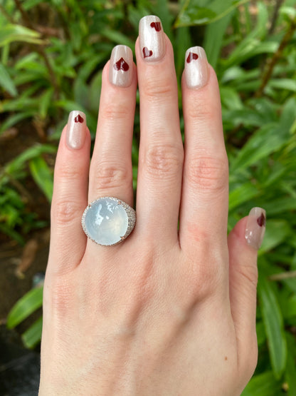Natural Type A Icy Jadeite Ring