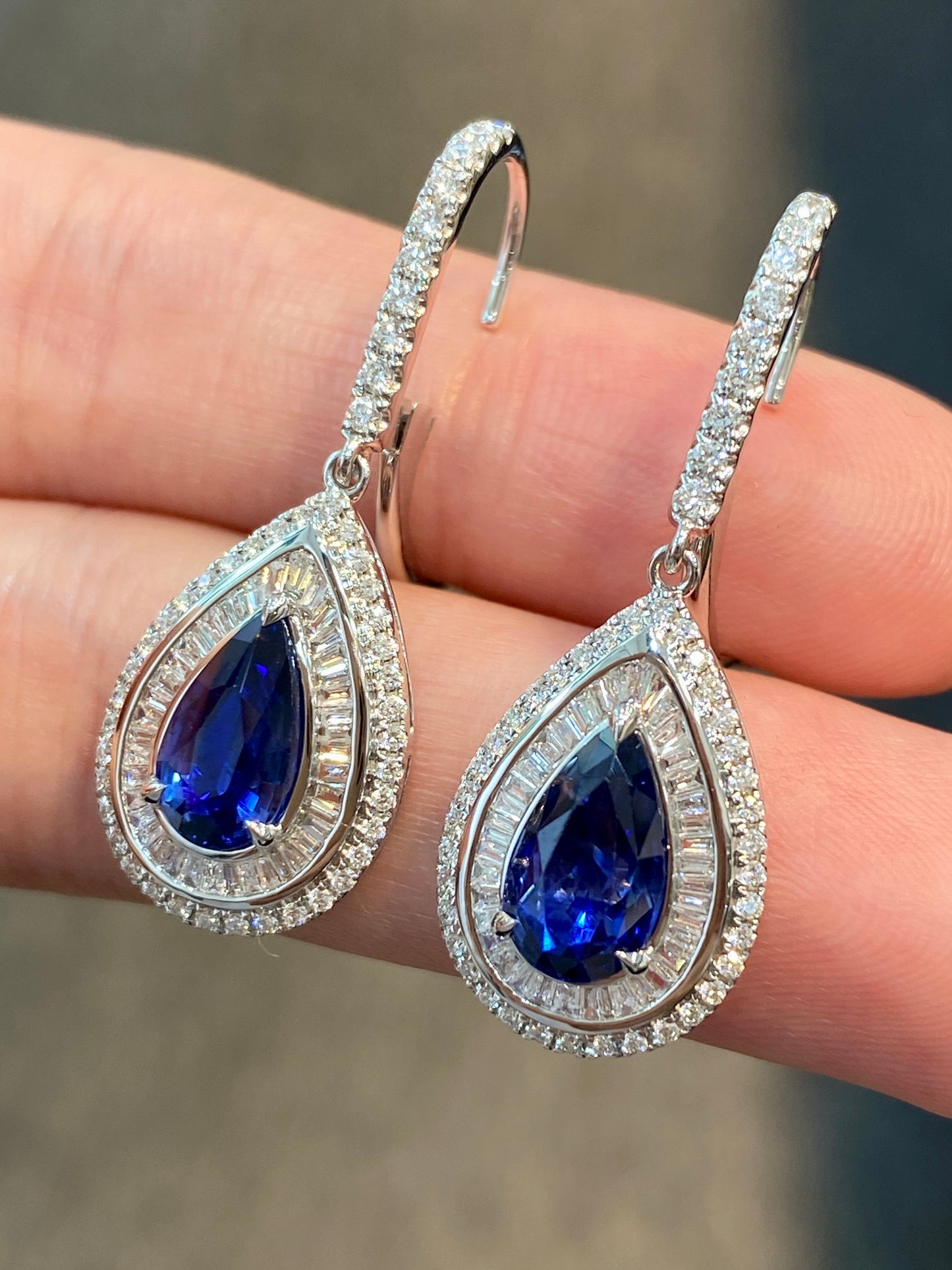 Natural Blue Sapphire 3.39ct Earrings