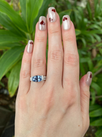 Natural Purplish Grey Spinel 2.25ct Ring