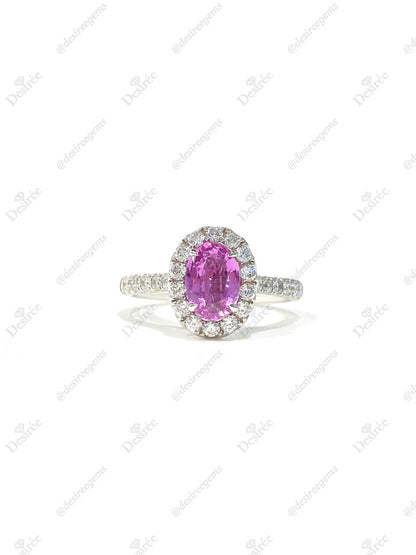 Natural Unheated Intense Pink Sapphire 1.08ct Ring