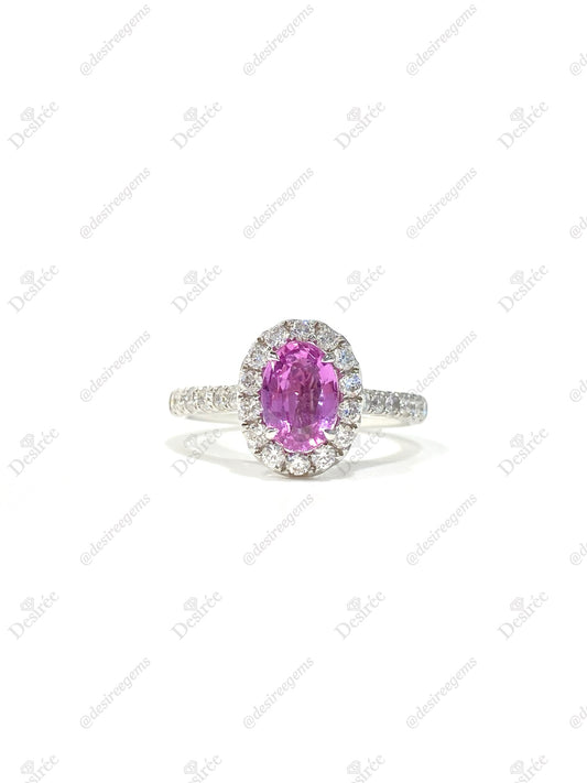 Natural Unheated Intense Pink Sapphire 1.08ct Ring