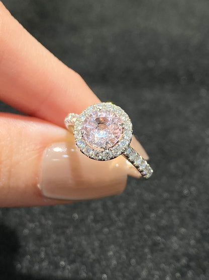 Natural Unheated Peach Sapphire 1.38ct Ring