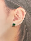 Natural Type A Jadeite Earrings set with 0.44ct Natural Diamonds In 18K White Gold Singapore Gemstone Fine Jewellery