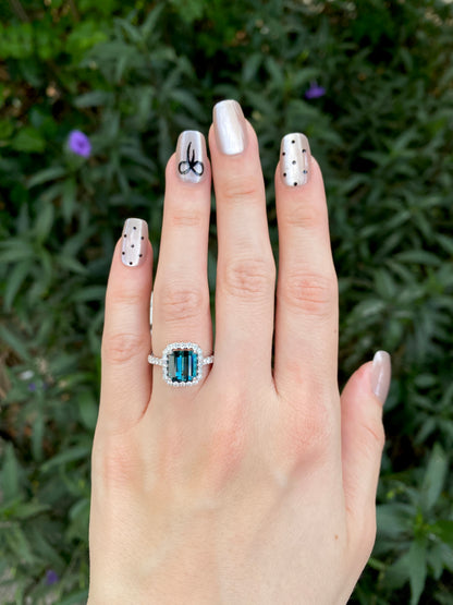 Natural Indicolite Blue Tourmaline 2.16ct Ring