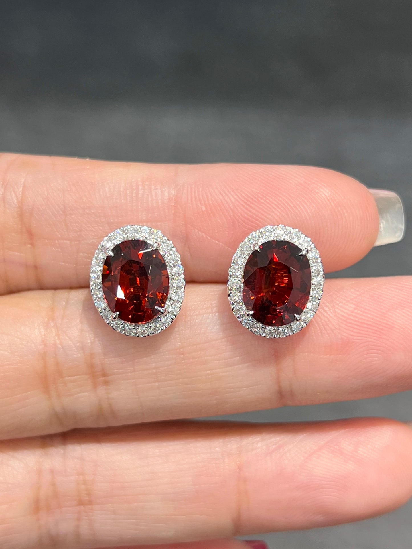Natural Orangy Red Garnet 6.35ct Earrings