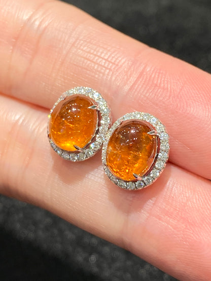 Natural Mandarin Garnet 5.51ct Earrings