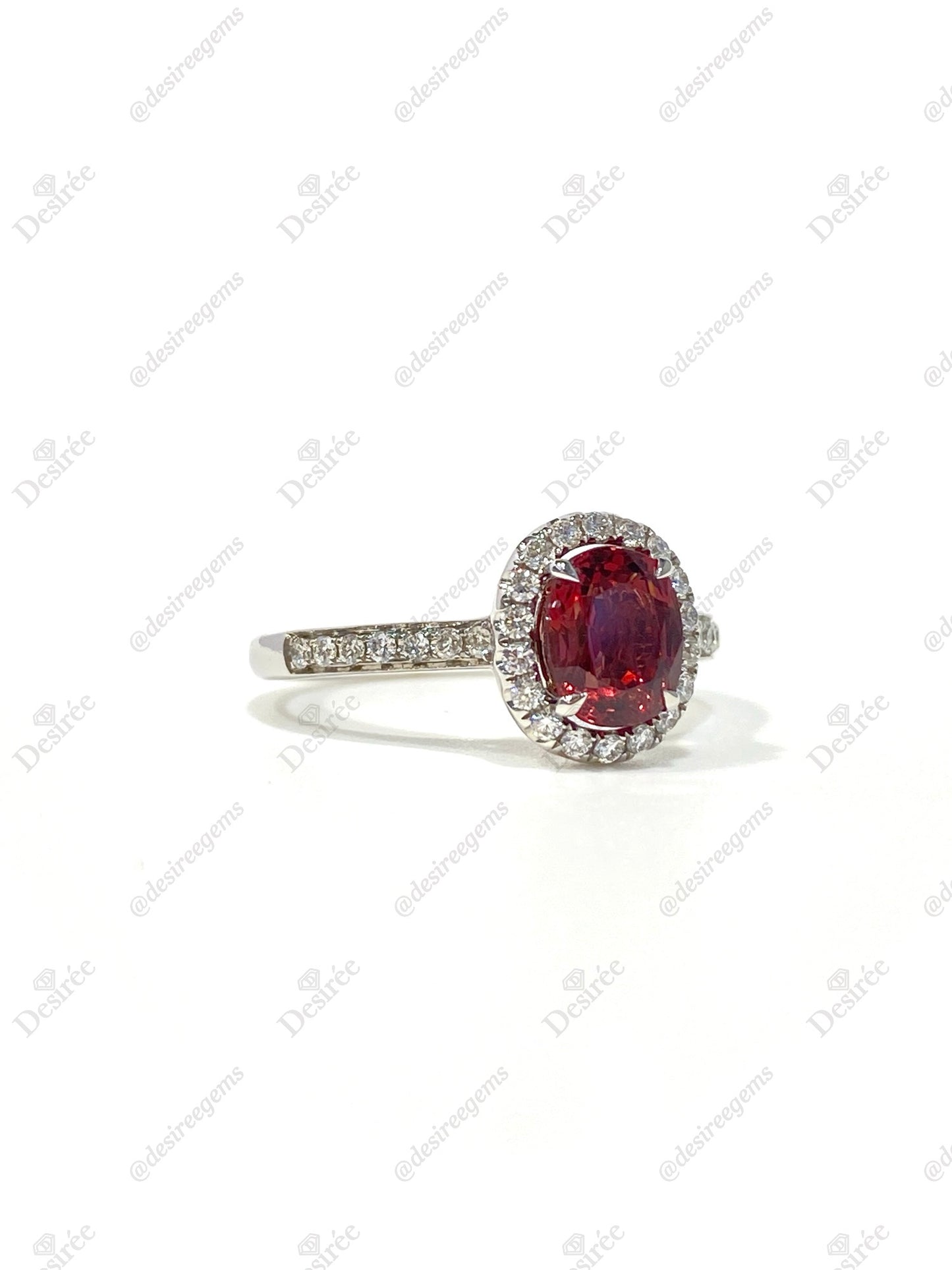 Natural Orangy Red Spinel 1.09ct Ring