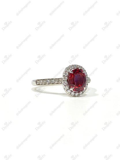 Natural Orangy Red Spinel 1.09ct Ring