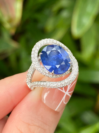 Natural Cornflower Blue Sapphire 4.29ct Ring