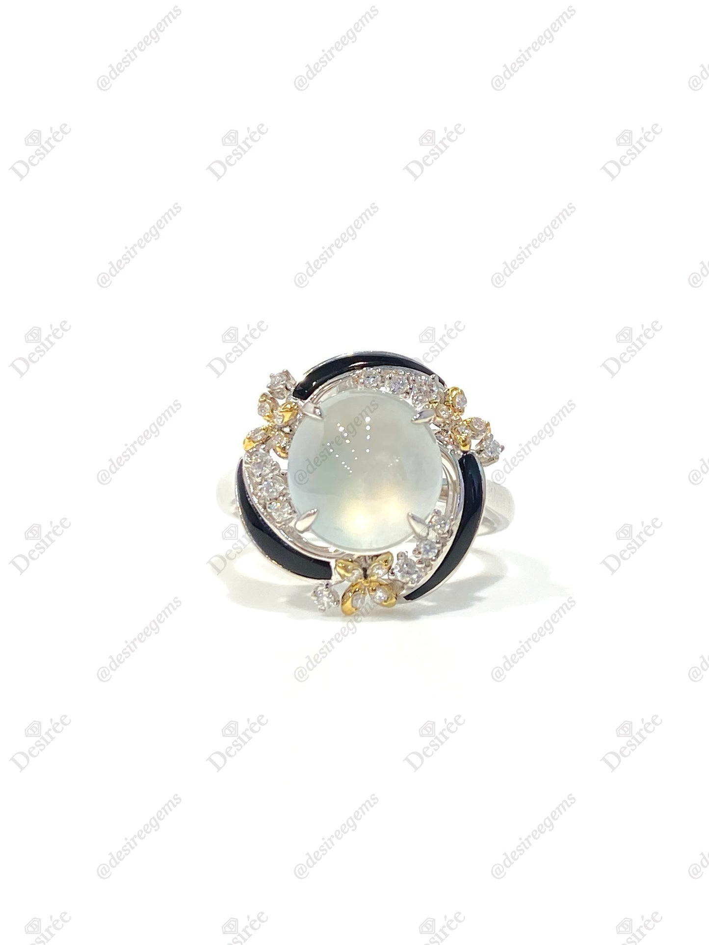 Natural Type A Icy Jadeite Ring