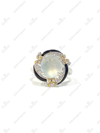 Natural Type A Icy Jadeite Ring