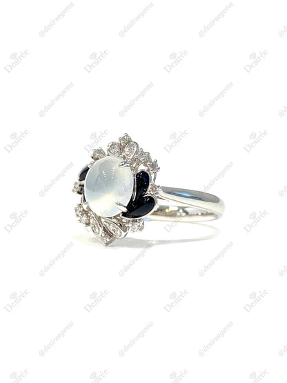Natural Type A Icy Jadeite Ring