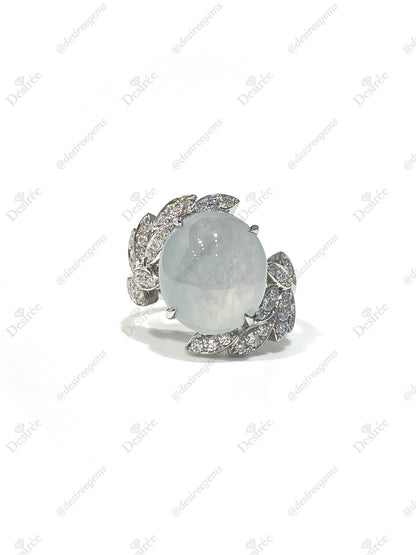 Natural Type A Icy Jadeite Ring