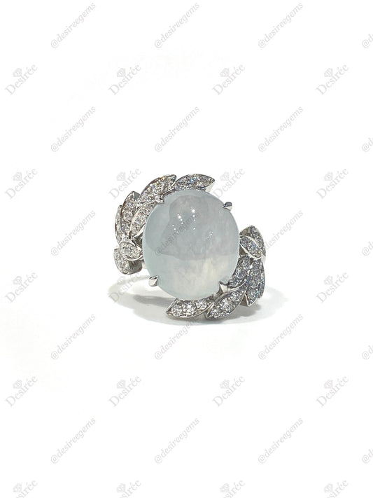 Natural Type A Icy Jadeite Ring
