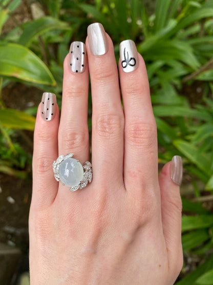 Natural Type A Icy Jadeite Ring