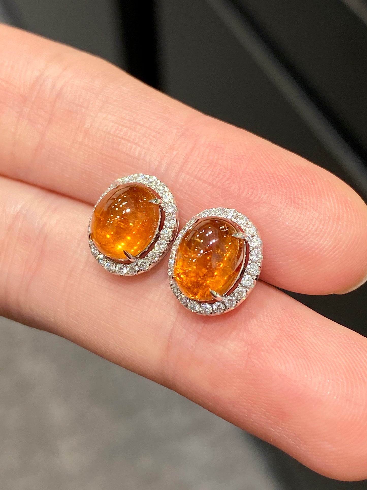 Natural Mandarin Garnet 5.51ct Earrings