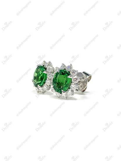 Natural Green Garnet (Tsavorite) 2.10ct Earrings