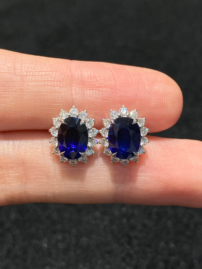 Natural Blue Sapphire 3.69ct Earrings