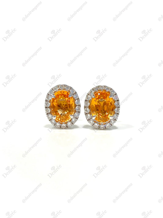 Natural Mandarin Garnet 2.45ct Earrings