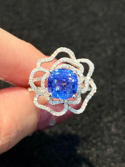 Natural Unheated Blue Sapphire 3.07ct Ring