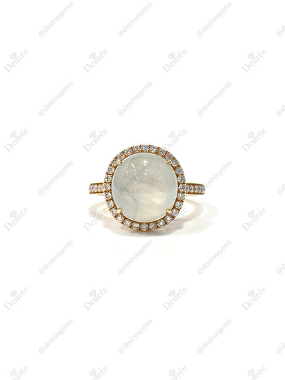 Natural Type A Icy Jadeite Ring