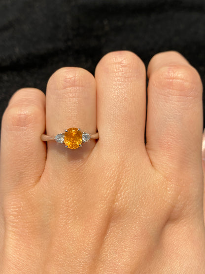 Natural Mandarin Garnet 1.31ct Ring