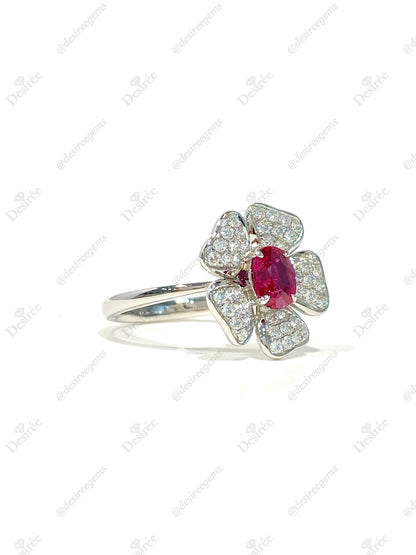 Natural Unheated Ruby 0.73ct Ring