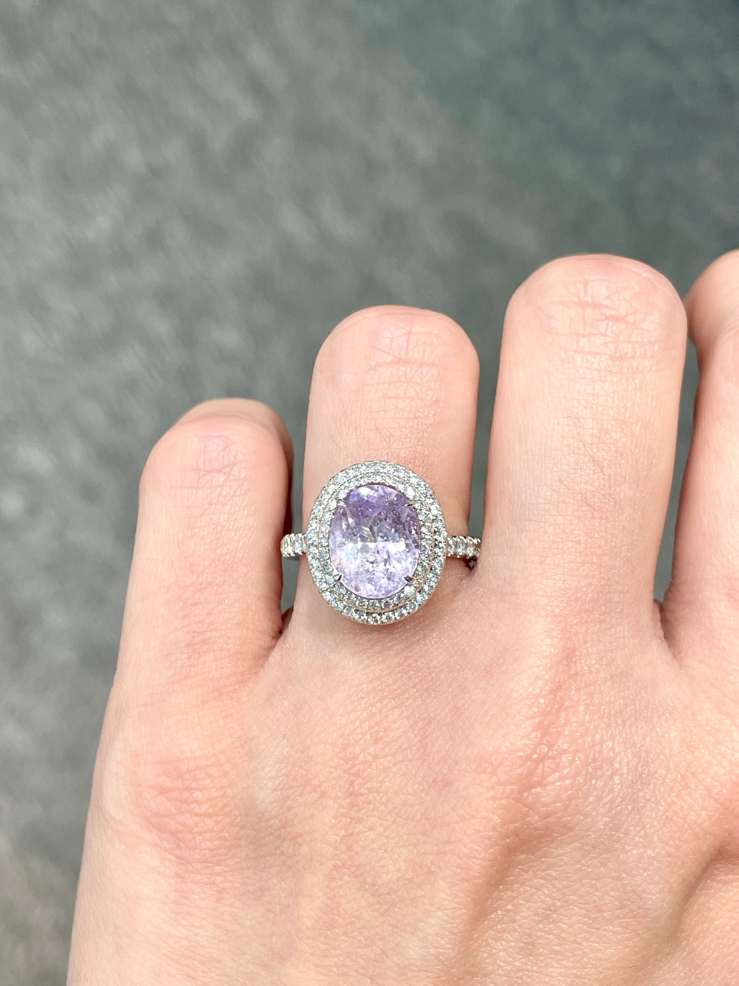Natural Unheated Light Purple Sapphire 3.78ct Ring Set With Natural Diamond In 18K White Gold Singapore Gemstone Fine Jewellery