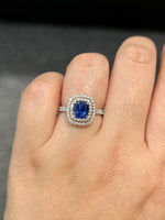 Natural Blue Sapphire 1.47ct Ring Set With Natural Diamond In 18K White Gold Singapore Gemstone Fine Jewellery