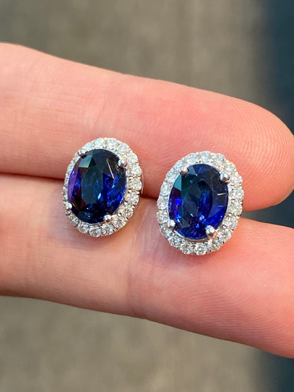 Natural Blue Sapphire Earrings 3.86ct