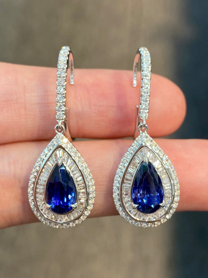 Natural Blue Sapphire 3.39ct Earrings