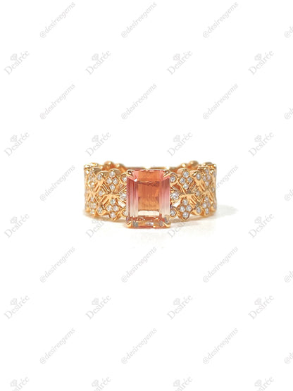 Natural Bi-color Tourmaline 1.82ct Ring