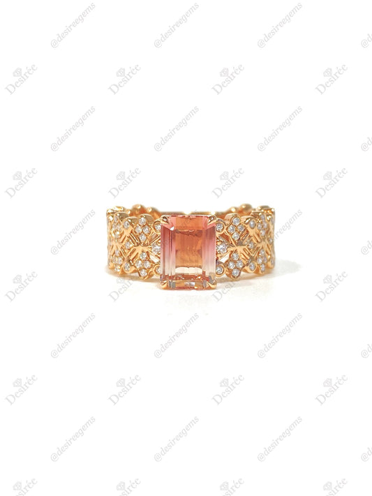 Natural Bi-color Tourmaline 1.82ct Ring