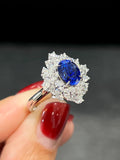 Natural Blue Sapphire Ring 2.47ct set with 1.06ct natural diamonds in 18k white gold
